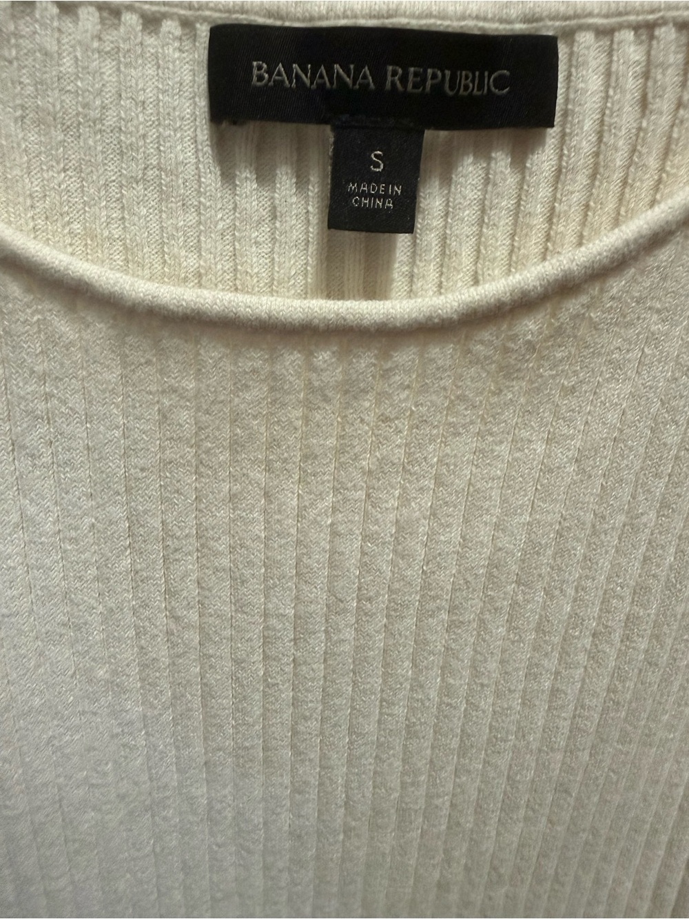 BANANA REPUBLIC Ribbed Creamy White Tank Slip Dress Midi Ribbed Cream - Small - Picture 5 of 5